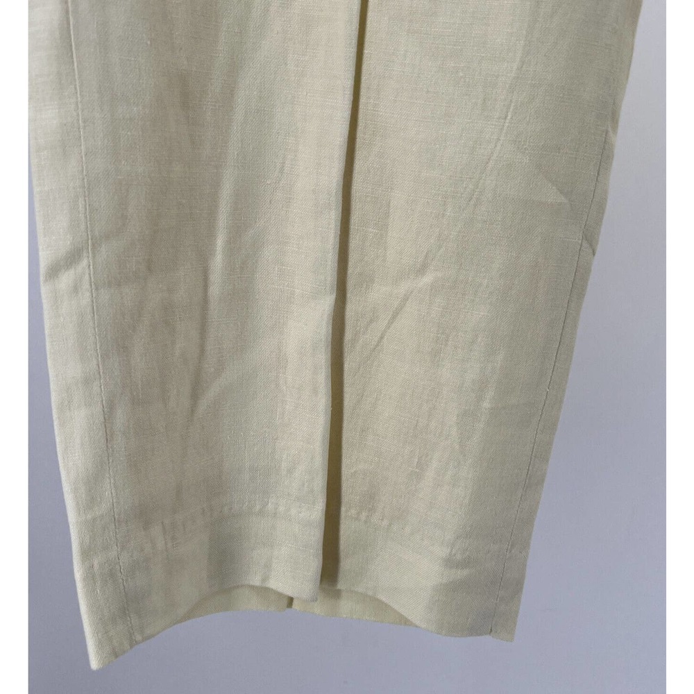 Gap Womens Linen Pants Pale Yellow High Rise Wide Leg Cropped Size 6 - Picture 4 of 7